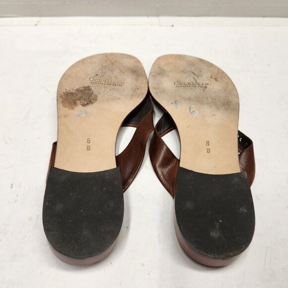 Cole Haan City Women’s Sz 8 B Leather T-strap Thong Sandals Chestnut Brown - Picture 9 of 10